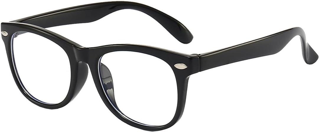 FANNYGO 1 Pack kids Blue Light Blocking Glasses For Girls And Boys Computer Blue Light Blocking Glasses For Age 3-11 (Black)