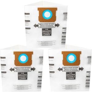 Replacement Filter Bags 5-8 Gallon for Shop Vac Vacuum, Type E 90661 9066133, Type H 90671 9067133; VF2004, VHBS VDBS, Disposable Wet Dry Vacuum Collection Bags for 5-8 Gallon Vacuum, 3 PCS