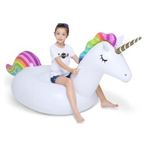 Jasonwell Big Inflatable Unicorn Pool Float Floatie Ride On with Fast Valves Large Rideable Blow Up Summer Beach Swimming Pool Party Lounge Raft Decorations Toys for Kids Adults