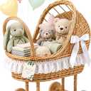 Vintage Wicker Baby Carriage Basket Set for Baby Shower, Wedding Party