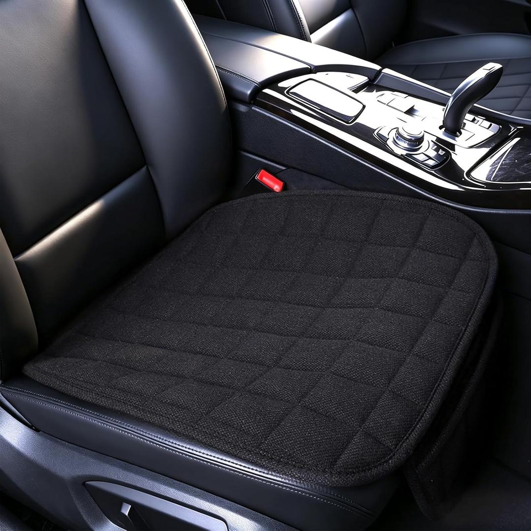 Suninbox Linen Seat Cover for Car,Bottom Seat Covers for Trucks,Car Seat Pad,Seat Cushion Breathable Ventilated Front Seat Only[Black]