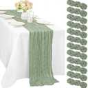 12 Pcs 10FT Sage Green Cheesecloth Table Runner 35 x 120 Inches Long Runner for Tables Gauze Fabric Boho Table Runner Decoration Rustic Sheer Runner for Wedding Baby Shower Birthday Party (Sage Green)