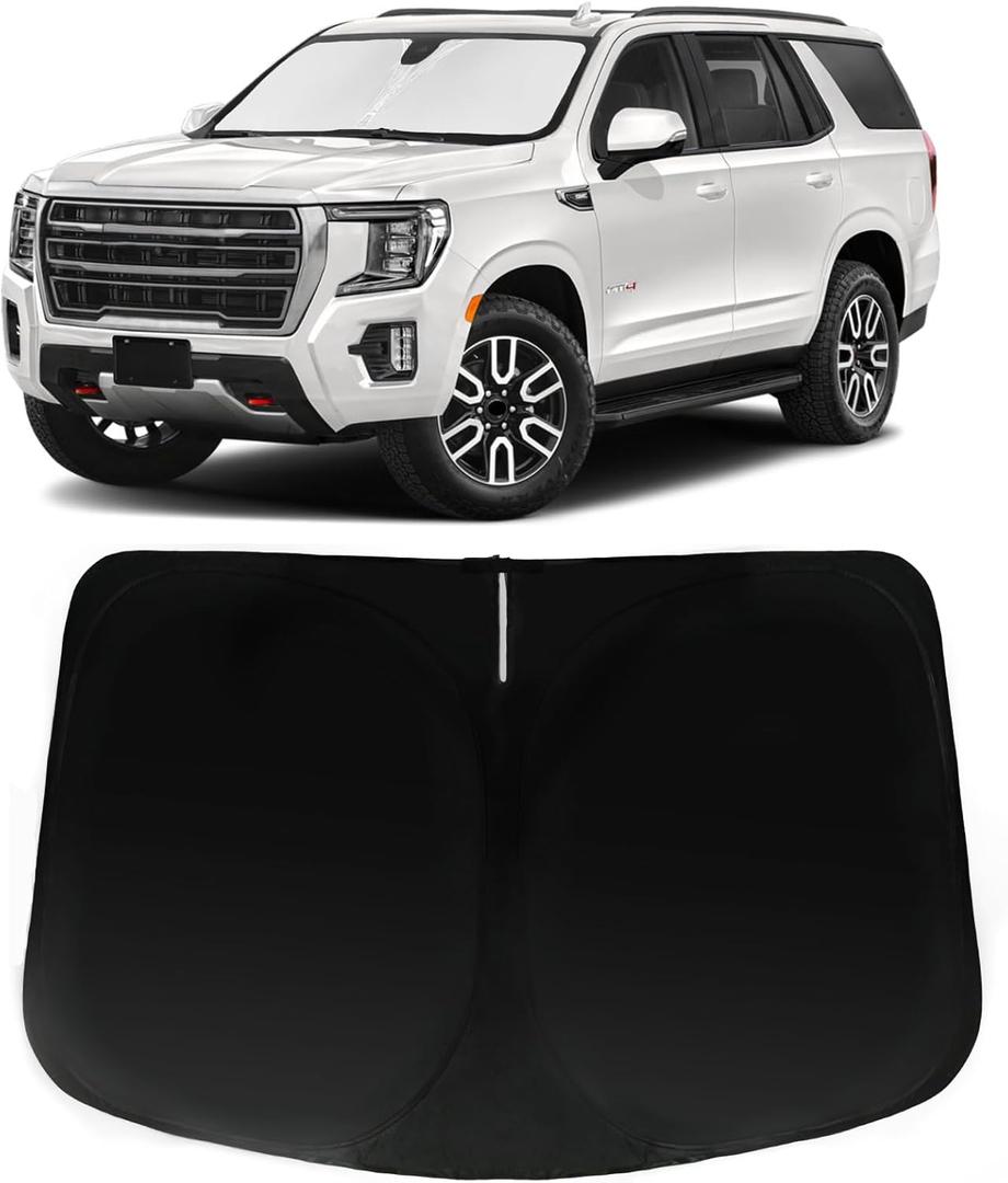Windshield Sun Shade for 2021-2024 GMC Yukon (for Yukon Yukon XL Yukon Denali), Car Front Window Sunshade with 240T Sun Visor Protector Blocks UV Rays Heat Sun Shield Accessories