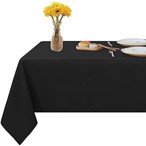 Fitable Rectangle Tablecloth Stain and Wrinkle Resistant Washable Polyester Table Cloth for Buffet Parties and Camping (54x78 inch, Black), 2 Pack