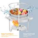 ROVSUN 5 Qt 2 Pack Chafing Dishes for Buffet, NSF Stainless Steel Round Chafers for Catering, Buffet Servers and Warmers Set with Glass Lid & Lid Holder, Stackable Design for Wedding Party Event