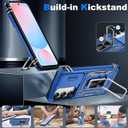 Atump for Samsung Galaxy S24 FE Case with [2Pcs] HD Screen Protector & Slide Camera Cover, Rotated Ring Kickstand [Military Grade Shockproof] Protective Case for Galaxy S24 FE 6.7", Navy Blue