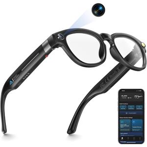 8MP Camera Glasses, AI Smart Glasses with Real-Time Translation & Object Analysis | HD 1200P 4K Video Recording Sunglasses (Color-Change Lense)