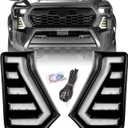 LED Daytime Running Lights White DRL Compatible with Tacoma 2024 2025 2026, With Amber Sequential Turn Signal Lights Front Bumper Fog Lights Kit Tacoma Accessories