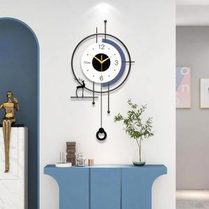 Large Wall Clock for Living Room Decor Modern Pendulum Wall Clock Silent Non-Ticking Battery Operated for Living Room Office Bedroom Kitchen 25inch Designer Wall Clocks Wall Decor for Home Indoor, 13.3*25.2in