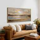 Gold Abstract Wall Art Decor Neutral Canvas Pictures Wooden Framed Wall Decor Colorful Art Prints for Living Room Dining Room Bedroom 24x48 Inch