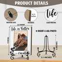 Eronm Solid Wood Beach Picture Frames for 4 x 6 Inch Photo, Life is Better on Vacation Wooden Photo Frame with Stand, Vacation Gifts for Family Friend, Home Office Desk Decor Party Decoration-A25