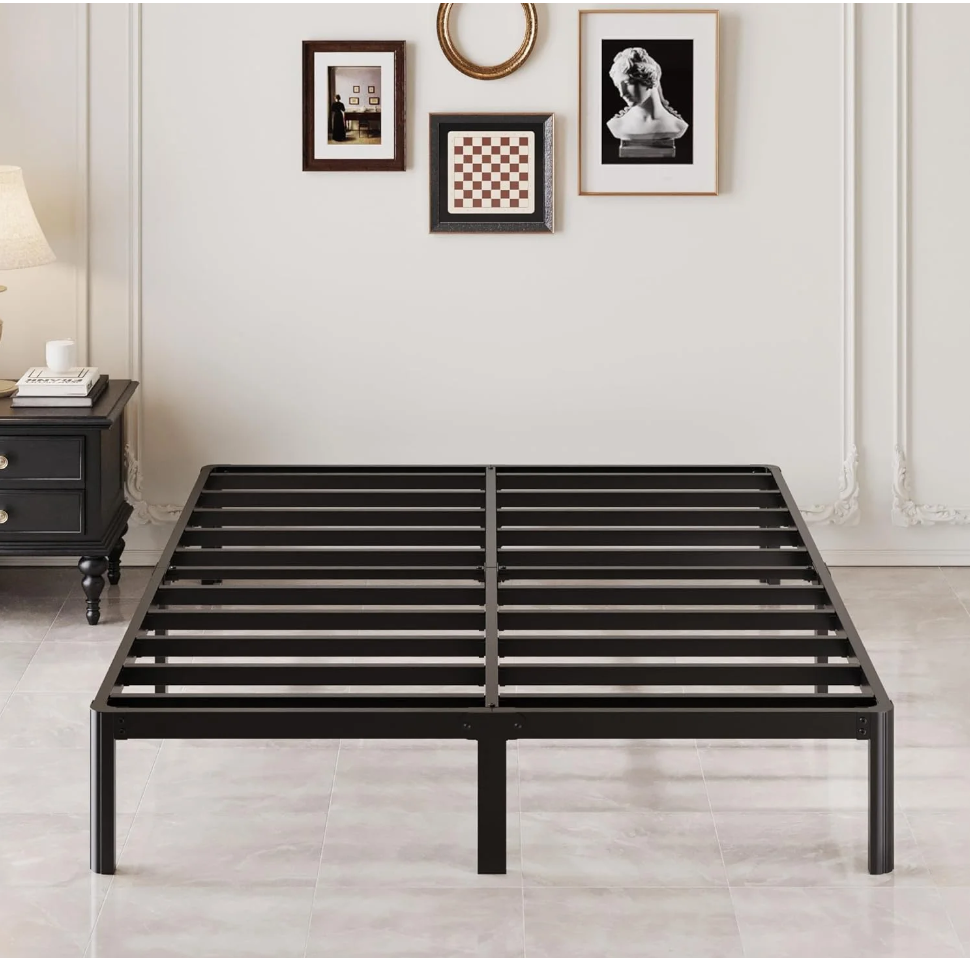 10 Inch Queen Bed Frame No Box Spring Needed, Metal Platform Bed Frame Queen Size, Easy Assembly Heavy Duty Noise Free, Black