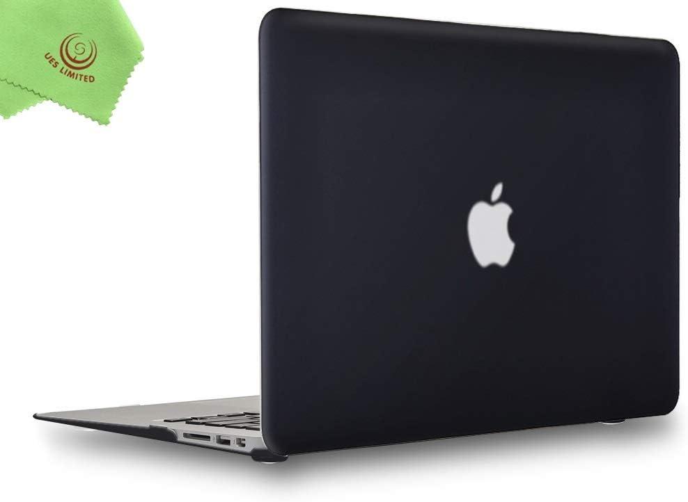 MacBook Air 13 inch Case, UESWILL Smooth Soft-Touch Matte Hard Shell Case Cover for 2008-2017 MacBook Air 13 inch (Model A1466 / A1369) + Microfibre Cleaning Cloth, Black (2010-2017 MacBook Air 13" (A1466/A1369))