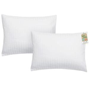 ZPECC Toddler Pillow with Pillowcase 2 Pack - 13x18 Organic Cotton Hypoallergenic Kids Pillow, Baby Essentials for Travel Crib Daycare Stroller (Intended for Age 2 and up) White Stripe