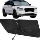 Proadsy Windshield Sun Shade Umbrella for Lincoln Corsair 2020-2025 2026 Foldable Car Umbrella Sunshade with Soft TPU Handle Spring Structure Crystal Cooling Material Protect Car from Rays & Heat