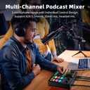 PUPGSIS Gaming Audio Mixer, Audio Interface for PC/Podcast/Streaming, Sound Board with 3.5mm/XLR Mic Input, 48V Phantom Power, Voice Changer, Live Sound Card with DJ Mixer Effects/Bluetooth/4 Channel