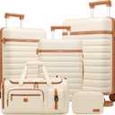 Luggage Sets 5 Piece, Carry On Luggage 20In With Spinner Wheels, Hardside Suitcase Set with TSA Lock,Durable Checked Large Suitcase With Travel Backpack for Men- 20in/24in/28in (Beige, 5 piece set)