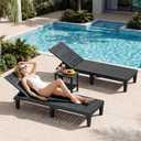 Outdoor Chaise Lounge Chair Set of 2, Black