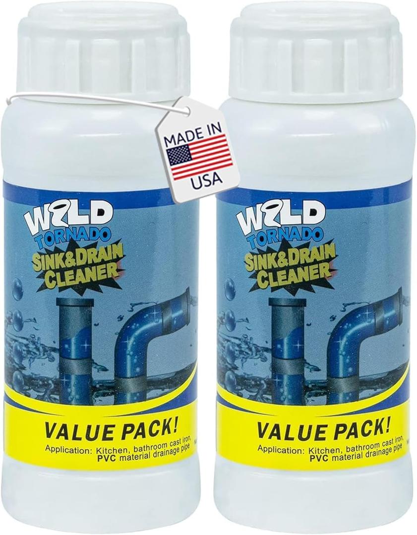 Powerful Fast-Acting Drain Cleaner Powder  Sink and Drain Clog Remover for Kitchen & Toilet Pipes  Deep Cleaning Formula, Fast Foaming, Heavy-Duty Clog Remover