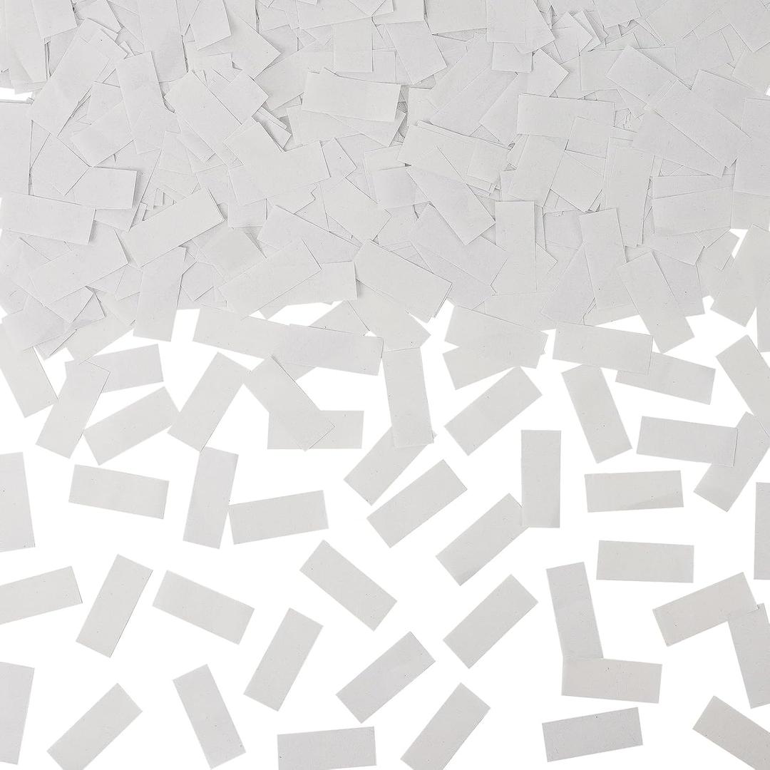 1.2LBS Confetti, White Biodegradable Confetti - Rectangular Fluttering Tissue Paper Confetti for Cannon and Launcher use – Parties, Concerts and Weddings for Events (ivory white)