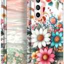 TEECOVER for Samsung Galaxy S25 Plus Case, Heavy-Duty Shockproof Full Protection Hard Plastic Bumper + Soft Silicone Rubber Protective Case for Galaxy S25 Plus 6.7-Inch, White/Pink Flowers