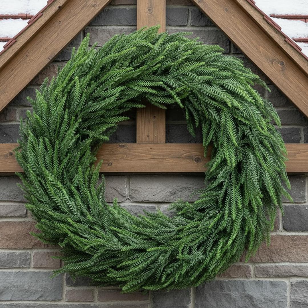 Wavwavw 48" Christmas Large Norfolk Pine Wreath for Front Door
Full Fake Christmas Wreath Decoration for window,Realistic Artificial Green Decoration,Xmas Winter Farmhouse Home Decor