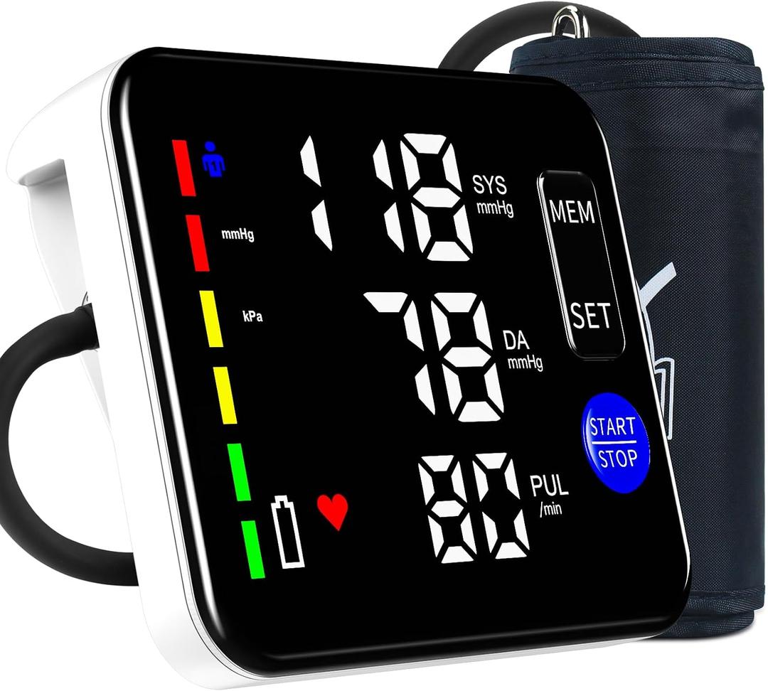 GUAEVER Blood Pressure Monitor Rechargeable Upper Arm Blood Pressure Monitors for Home Use Large Screen Bp Machine with 8.7"-16.5" Bp Cuff, 2x120 Memory, Voice Broadcast Bp Monitor (Black)