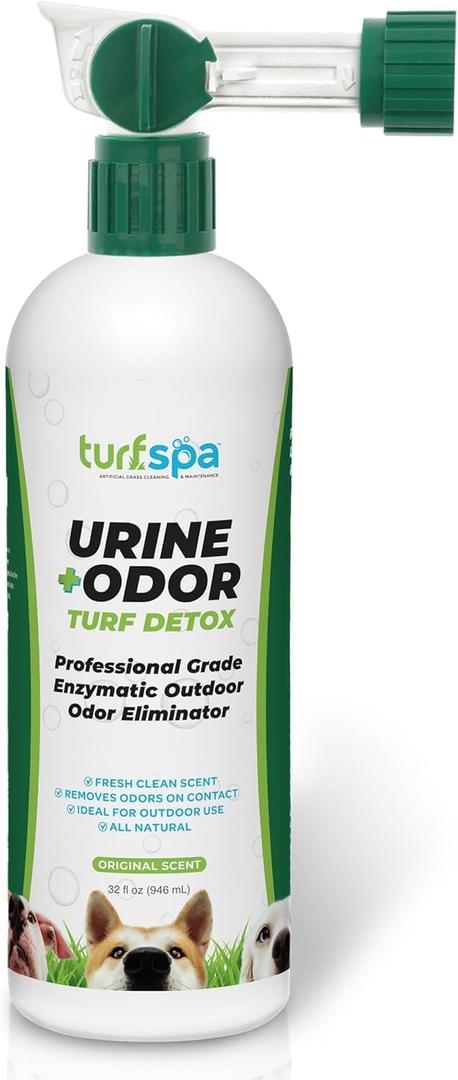 Urine & Odor Turf Detox: 32 oz Professional Enzyme Cleaner & Odor Eliminator for Artificial Grass, Turf, Concrete, Patio & Kennels, Pet Urine Enzymatic Cleaner for Dogs & Cats