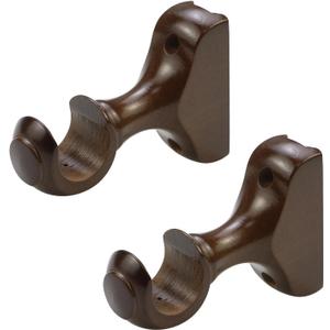 T Tulead Brown Curtain Rod Bracket Drapery Curtain Single Bracket Wooden Rod Brackets Pack of 2 with Screws