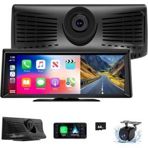 Wireless Carplay Screen for Car 2K Dash Cam, 8.1" HD Portable Car Stereo with Carplay & Android Auto, 1080P Backup Camera, Mirror Link/Bluetooth/GPS Navigation/Satellite Radio for All Vehicles