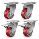 3 Inch Heavy Duty Casters, Swivel Caster Wheels with Brake, Polyurethane on Steel Wheel- Casters Set of 4 with 1400 lb Capacity, Caster Wheels for Furniture Workbench Cart (2 Brake & 2 Swivel)