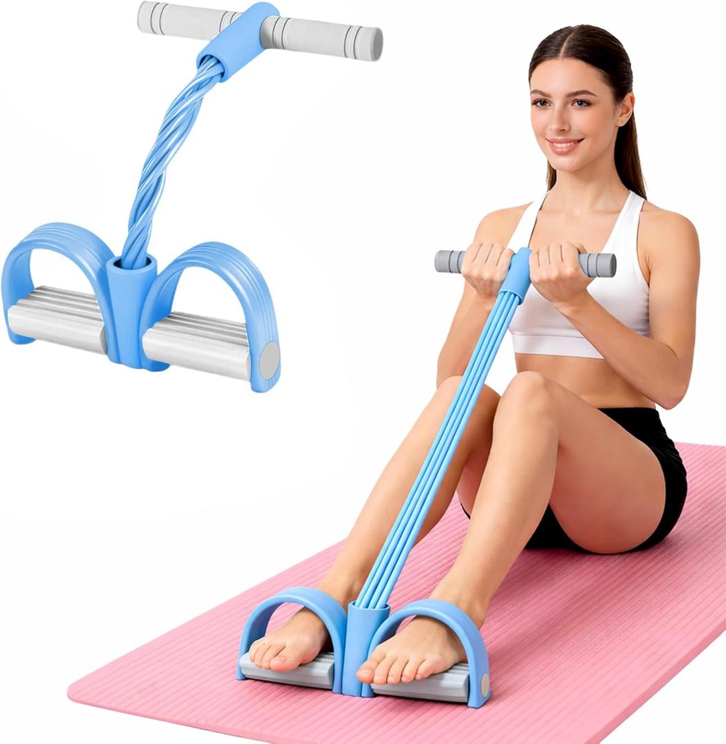 8-Tube Pedal Resistance Band with Handles, Multifunction Foot Pedal Tension Rope Fitness Equipment, Natural Rubber Exercise Puller for Abs, Arms, Waist & Leg Training