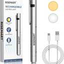 RISEMART Rechargeable Pen Light for Nurse, Rechargeable LED Portable Medical PenLight for Nurse, Doctor, First Aid, EMT, Nursing,Nursing Student,Warm/Cool White Silver1
