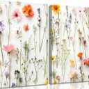 2Pcs Colorful Wildflower Canvas Wall Art Modern Floral Plant Wall Decor Pictures Botanical Pressed Flower Poster Prints for Dining Area Living Room Bedroom Home Decorations (12x16in canvas)