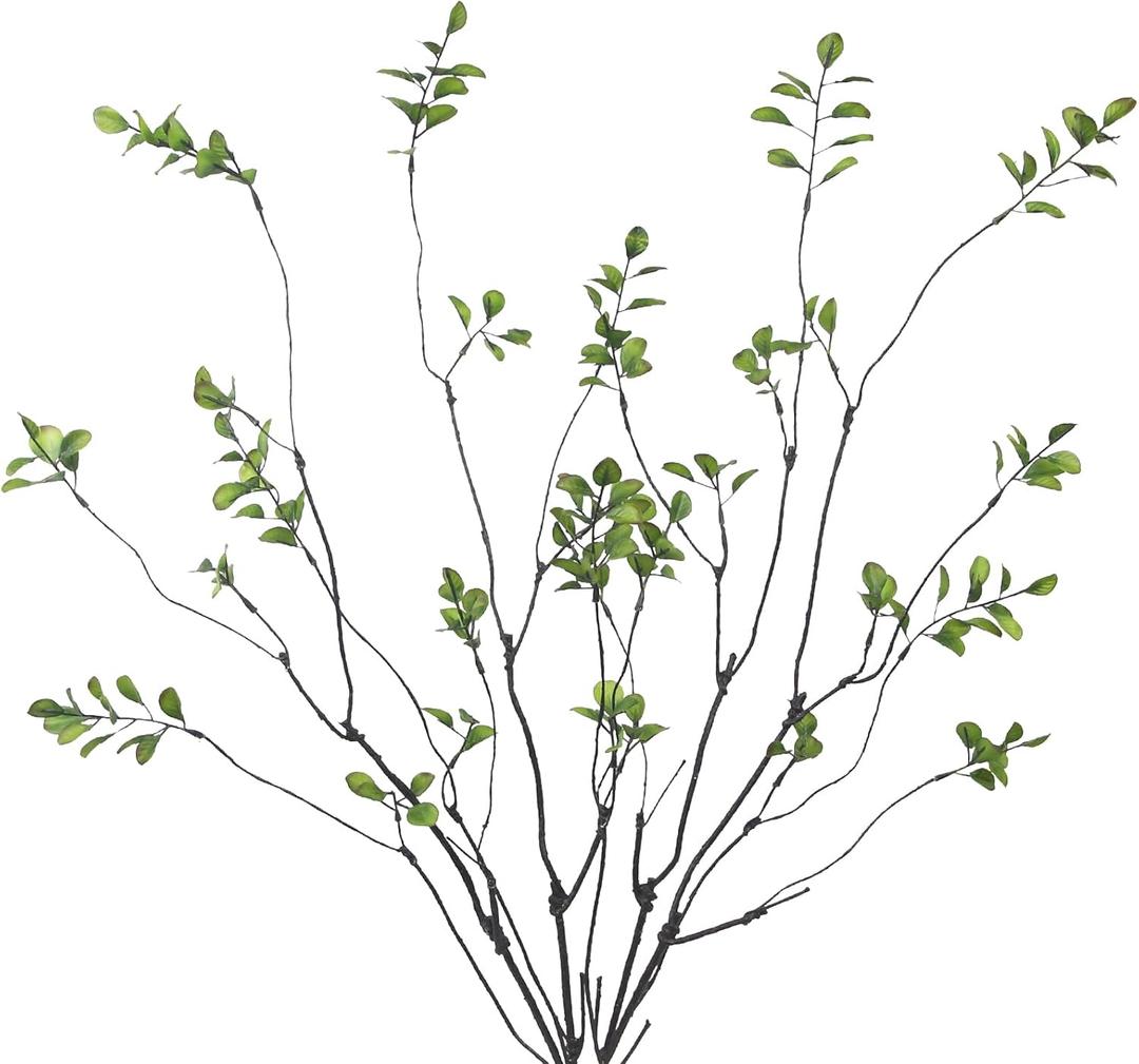 4 Pcs Artificial Greenery Stems Plants 35.4" Faux Branches for Vase Filler Fake Ficus Twig Plants for Home Office Party Wedding Shop Decoration