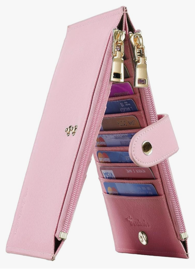 Travelambo RFID Wallet Women Large Size Bifold Multi Card Wallet Case with Zipper Pocke Credit Card Holder for Women