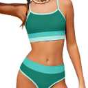 TALLWH Girls Swimsuit 2 Piece Casual Color-Block Adjustable Straps Bikini Sets Girls Bathing Suit Teen Bathing Suits, Size14-16