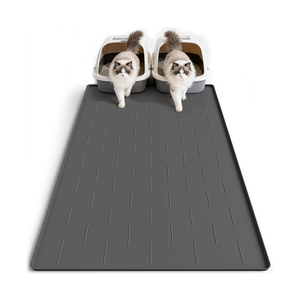 Pieviev Silicone Cat Litter Trapping Mat, 40''x28'' Extra Large Cat Litter Mat, Easy to Clean & Soft on Kitty Paws, Waterproof Kitty Litter Pads for Indoor Cats, Dark Gray
