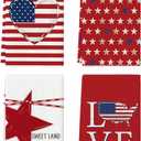 Artoid Mode Stripe America Stars Love Patriotic 4th of July Kitchen Towels Dish Towels, 18x26 Inch Memorial Day Decoration Hand Towels Set of 4