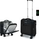 Hanke Underseat Carry On Luggage with Wheels, Lightweight Small Suitcase Airline Approved 16 Inch Softside Personal Item Travel Bag for Women Men, Compact Under Seat Luggage with Spinner Wheels,Black