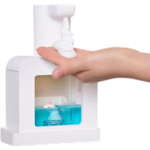 Cute Automatic foaming Soap Dispenser, White, Sensor Hand sanitizer Dispenser Wall Mount for Bathroom& Kitchen Kids Rechargeable countertop refillable soap Dispenser touchless with Tray(White)