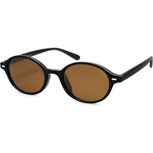 SOJOS Retro Oval Round Polarized Sunglasses Womens Mens, Small Chic Vintage Trendy Sunnies SJ2611 (Black/Brown)