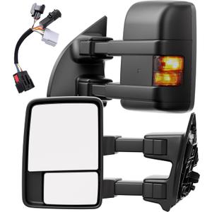 Smoked Power Heated Tow Mirrors Compatible with Ford 1999-2016 F250 F350 F450 F550 Super Duty, 2001-2005 Excursion, Extended Trailer Towing Side Mirrors w/Turn Signal, Running Light