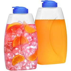 Amazing Abby - Fitly - 64-oz Plastic Pitcher (2-Pack), Unbreakable Water Pitcher with Lid, BPA-Free, Heat-Resistant, Dishwasher-Safe, Great for Both Iced and Hot Drinks, Indoors and Outdoors