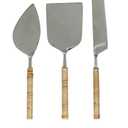 3pcs Rattan/Metal Cheese Knives