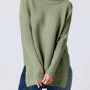 ANRABESS Women's Oversized Turtleneck Batwing Sleeve Spilt Casual Loose Knit Tunic Pullover Sweater Tops 2025 Fall Outfits (Gray, XS)