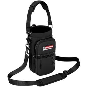 NATURE PIONEOR Water Bottle Holder with Strap, Water Bottle Carrier Bag Sling Sleeve with Adjustable Shoulder Strap & Handle and Large Phone Pocket for Walking, Hiking, Travelling for 25oz/32oz/40oz/64oz