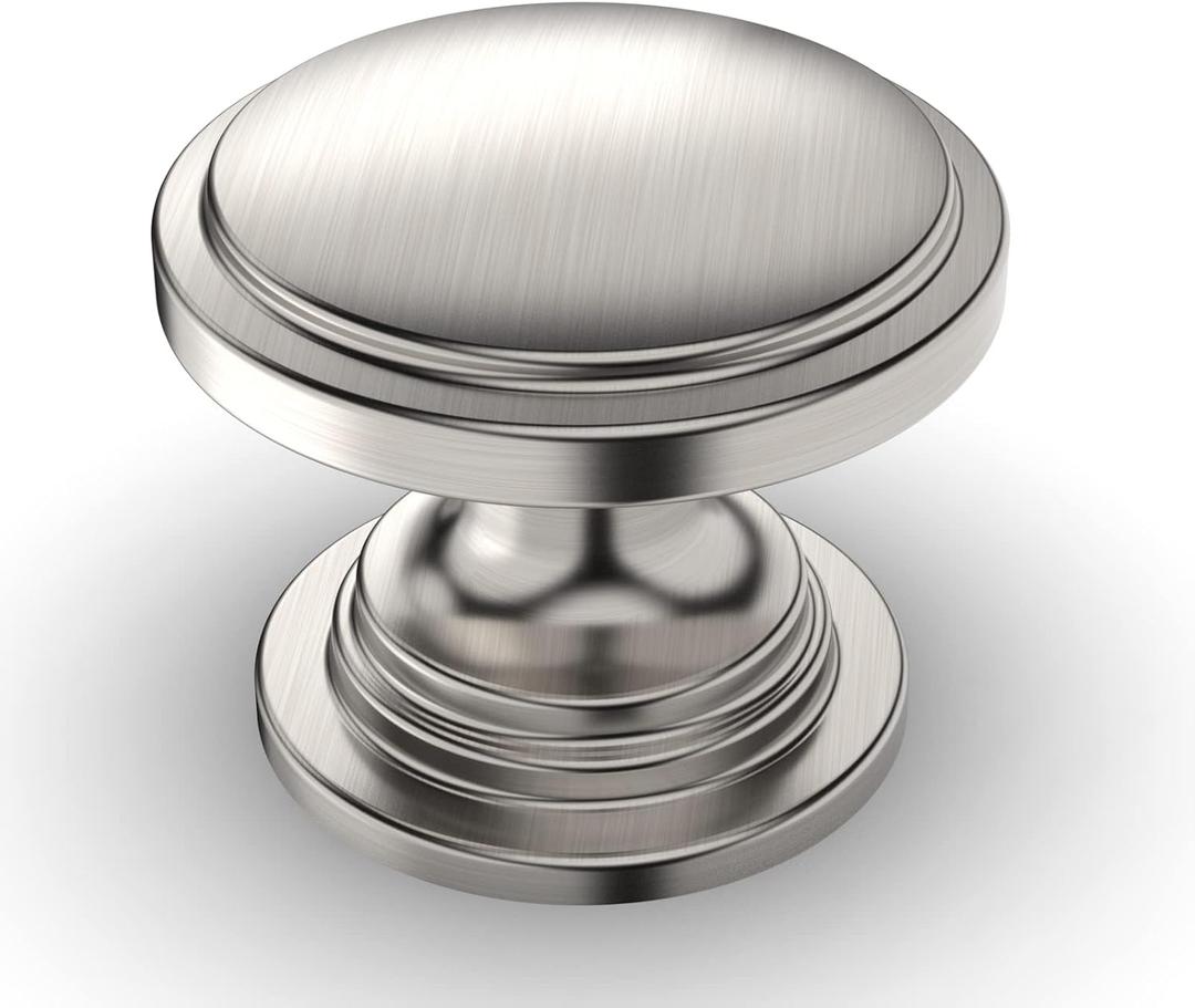 Amerdeco 10 Pack 1-1/4 inch Kitchen Cabinet Knobs Brushed Satin Nickel Cabinet Knobs Bedroom Dresser Drawer Knobs Single Hole Cabinet Handles