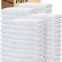GOLD TEXTILES 48 Pack Economy White Washcloths Set (12x12 inches) - Cotton Blend Commercial Grade Cleaning Rags, Quick Drying & Soft Face Cloths, Fingertip Towels for Bathroom, Spa, Gym, and Kitchen