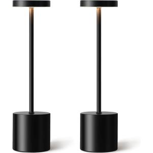 Cordless LED Table Lamp Set of 2, 5000mAh Rechargeable Battery Operated Lamp, Wireless Desk Light 3 Color Dimmable Table Lights for Outdoor, Dining Room, Bedroom, Bar, Restaurant